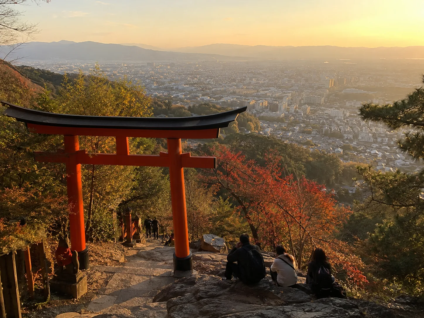 The Yotsutsuji viewpoint overlooking southern Kyoto from the mountain